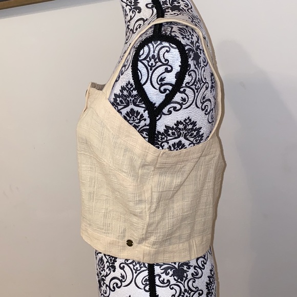 NWT!! Roxy Women's Ocean Groove Button Front Cropped Tank Ivory Cream - Picture 5 of 10